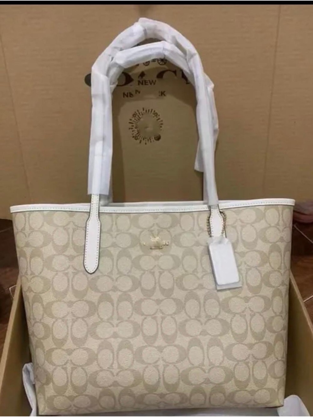 Coach Signature Tote Bag in Beige
